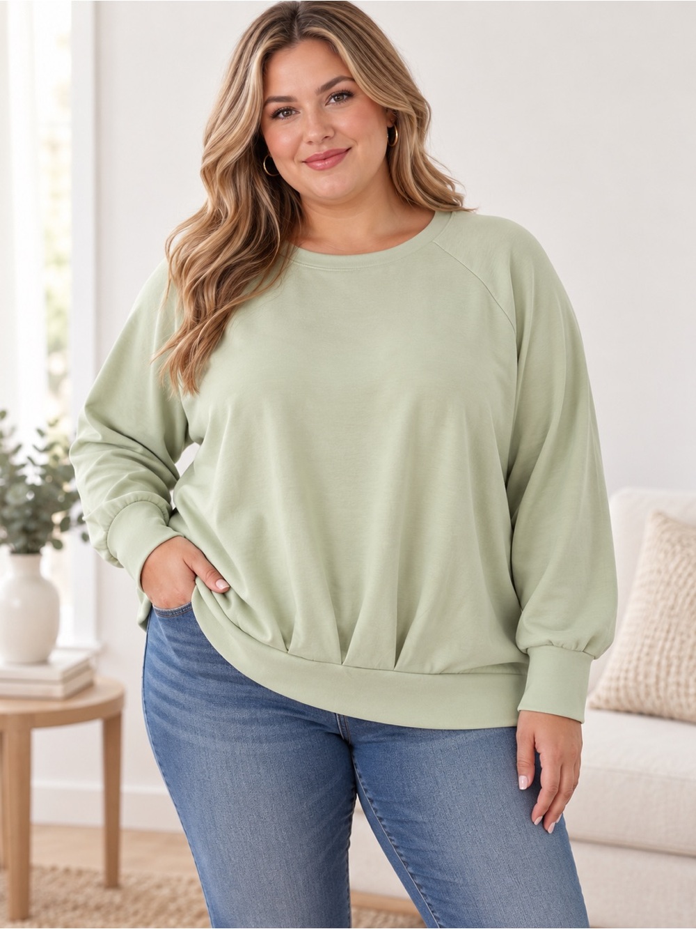 Catherine Malandrino Woman 1X Spearmint Buttery Soft Modal Pullover NWT